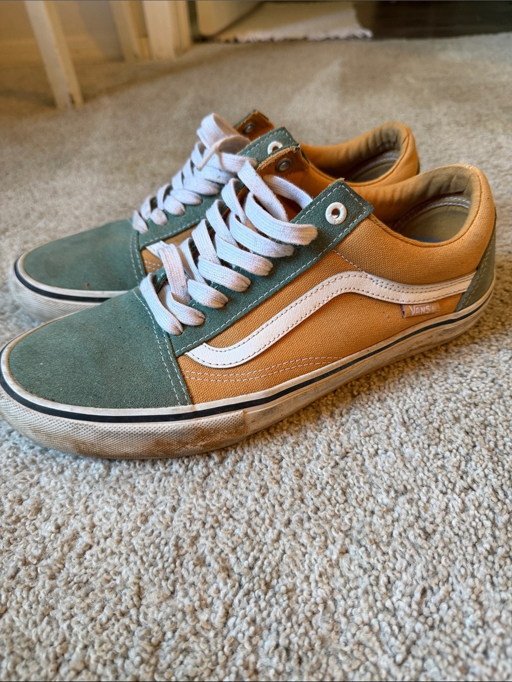 Vans Old Skool Two-Tone Green and Tan Skate Sneakers